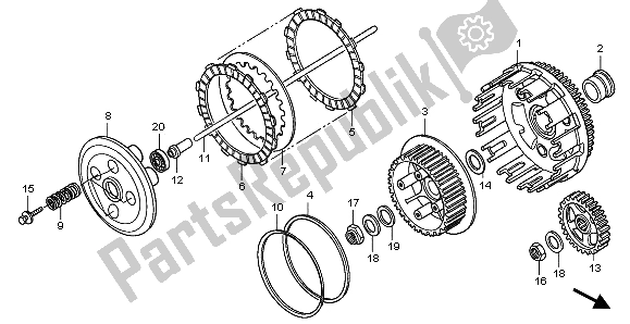 All parts for the Clutch of the Honda XR 650R 2002