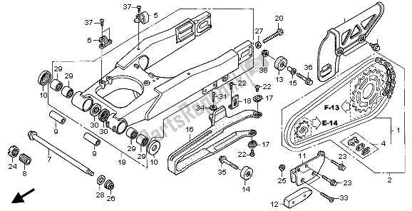 Todas as partes de Braço Oscilante do Honda XR 650R 2000