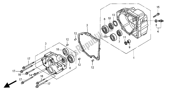 All parts for the Rear Case of the Honda ST 1100 2000