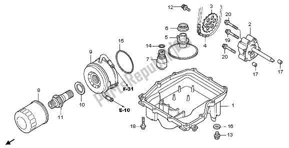 All parts for the Oil Pan & Oil Pump of the Honda CBR 600F 2006