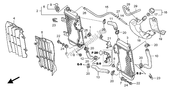 All parts for the Radiator of the Honda CRF 450X 2007