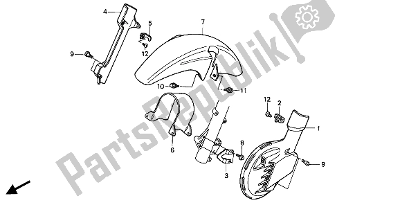 All parts for the Front Fender & Front Disk Cover of the Honda NX 650 1994