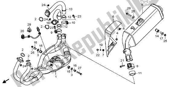 Alle onderdelen voor de Uitlaatdemper van de Honda VFR 800X 2012