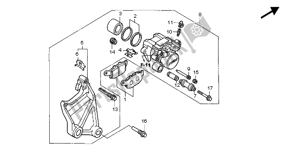 All parts for the Rear Brake Caliper of the Honda NT 650V 1998