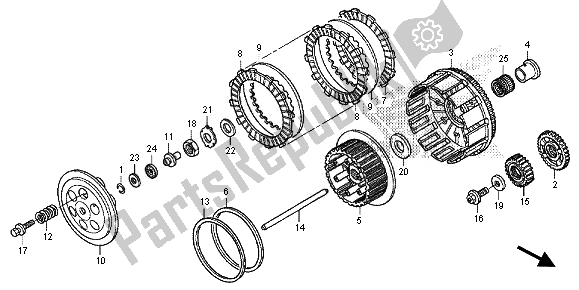 All parts for the Clutch of the Honda CRF 450R 2014