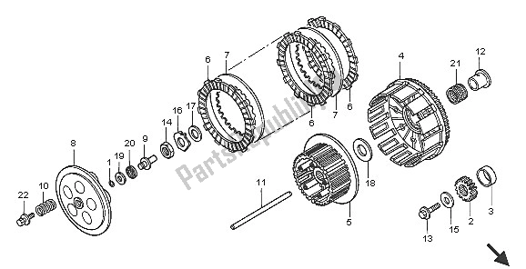 All parts for the Clutch of the Honda CR 125R 2005