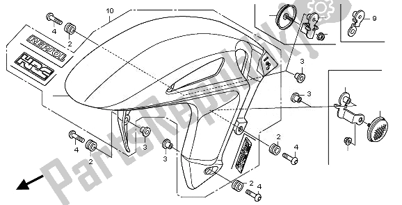 All parts for the Front Fender of the Honda CBR 1000 RA 2011