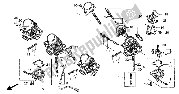 All parts for the Carburetor (component Parts) of the Honda CBF 600 SA 2005