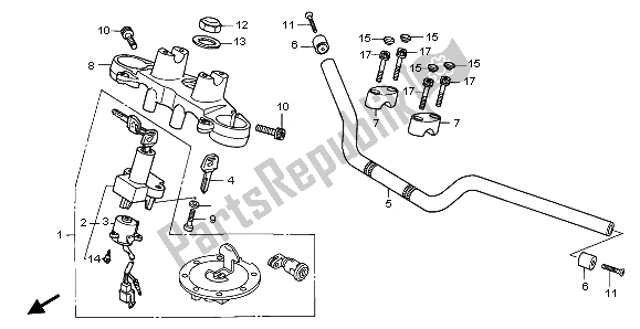 Todas las partes para Manejar Tubo Y Puente Superior de Honda NTV 650 1997