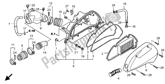 All parts for the Air Cleaner of the Honda SH 125 2009