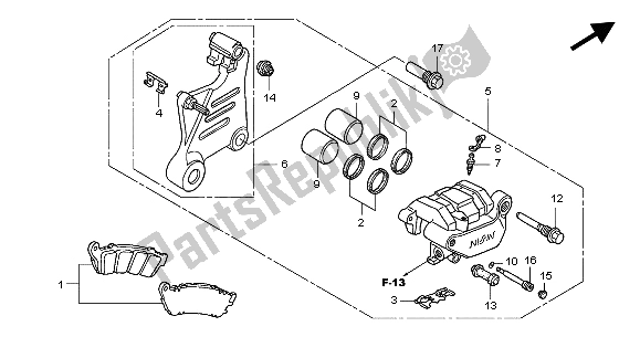 Todas las partes para Pinza De Freno Trasero de Honda VTX 1800C 2004