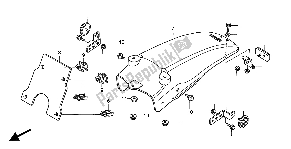 Tutte le parti per il Parafango Posteriore del Honda XR 70R 1997