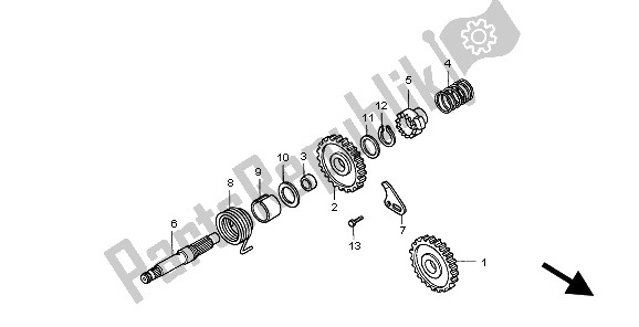 All parts for the Kick Starter Spindle of the Honda CR 80 RB LW 2002