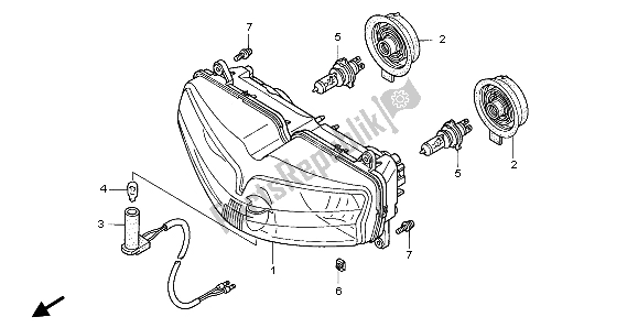 All parts for the Headlight (eu) of the Honda VFR 800 FI 1999