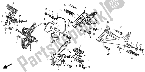 All parts for the Step of the Honda VFR 800X 2011