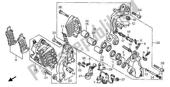All parts for the Front Brake Caliper of the Honda ST 1100A 1996