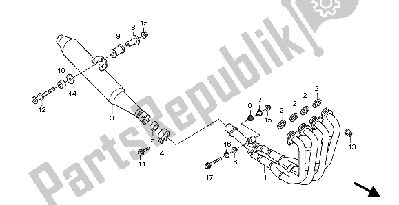 All parts for the Exhaust Muffler of the Honda CBF 600S 2007