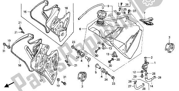 Todas las partes para Depósito De Combustible de Honda CR 250R 1992