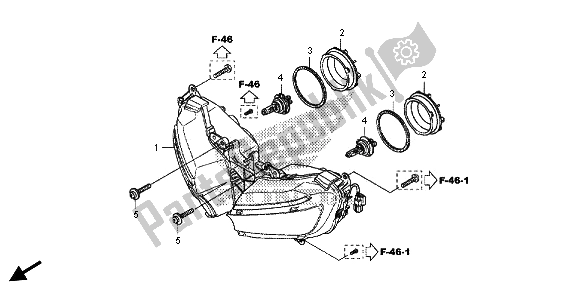 Alle onderdelen voor de Koplamp van de Honda CBR 600 RA 2013
