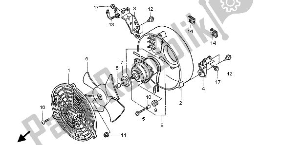 Wszystkie części do Wentylator Ch? Odz? Cy Honda TRX 400 FW Fourtrax Foreman 2001