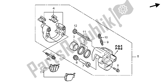 All parts for the Rear Brake Caliper of the Honda FES 125A 2009