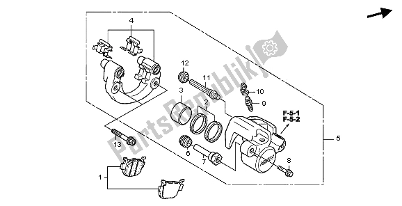 All parts for the Rear Brake Caliper of the Honda FES 125A 2009