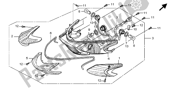 All parts for the Rear Combination Light of the Honda SH 125D 2009