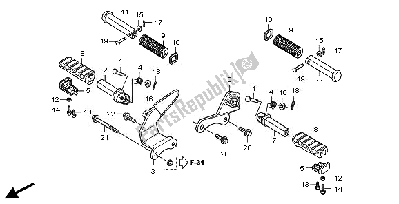 All parts for the Step of the Honda VT 750 CS 2010