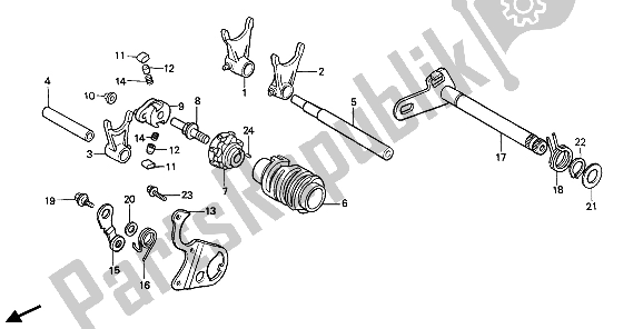 Todas las partes para Tambor De Cambio De Marchas de Honda CR 250R 1987