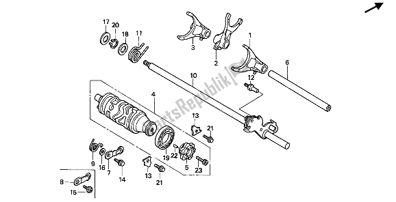 All parts for the Gearshift Drum of the Honda CBR 600F 1992