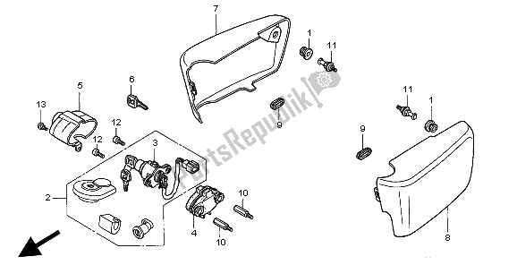 All parts for the Side Cover of the Honda GL 1500C 1998