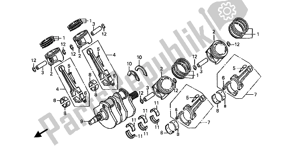 All parts for the Crankshaft & Piston of the Honda ST 1100A 1993