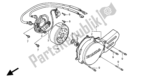 All parts for the Left Crankcase Cover of the Honda CR 85R SW 2003