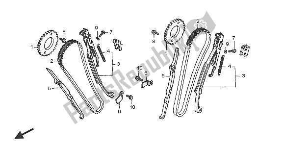 Alle onderdelen voor de Nokkenketting & Spanner van de Honda VT 750C 2005