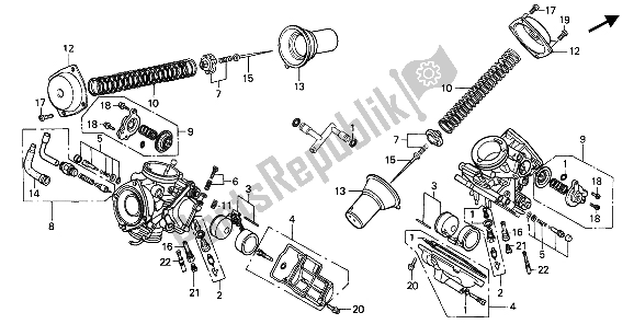 Todas las partes para Carburador (componentes) de Honda VT 1100C 1988