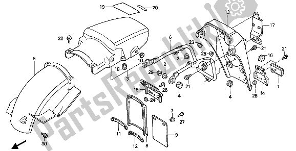 Todas las partes para Guardabarros Trasero de Honda XL 600V Transalp 1992