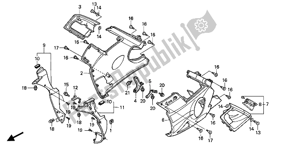 All parts for the Lower Cowl of the Honda CBR 600F 1994