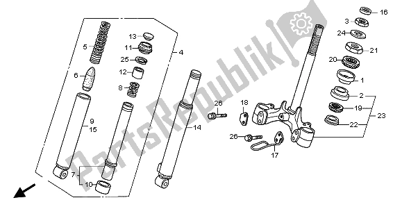 All parts for the Front Fork & Front Cushion of the Honda NPS 50 2009