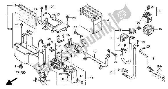 All parts for the Battery of the Honda VTX 1300S 2004