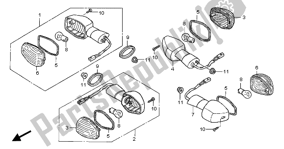 Alle onderdelen voor de Winker van de Honda CBR 125 RS 2005