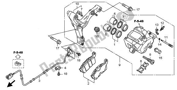 All parts for the Rear Brake Caliper of the Honda VFR 1200 FDA 2010