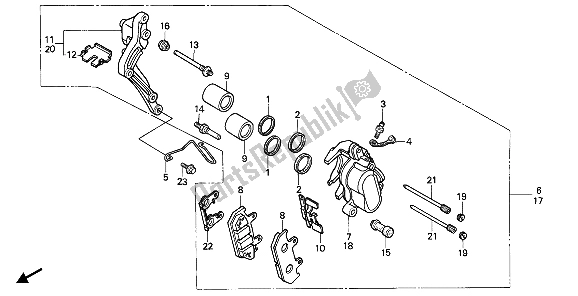 All parts for the Front Brake Caliper of the Honda CB 450S 1988