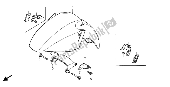 All parts for the Front Fender of the Honda ST 1100 1999