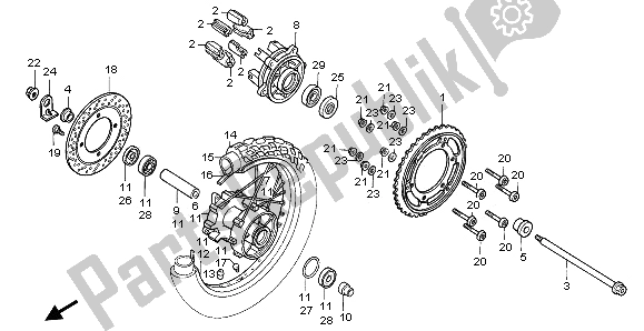 All parts for the Rear Wheel of the Honda XL 600V Transalp 1996