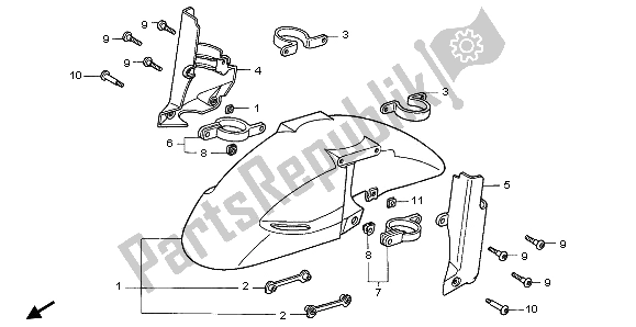 All parts for the Front Fender of the Honda CBR 900 RR 1996
