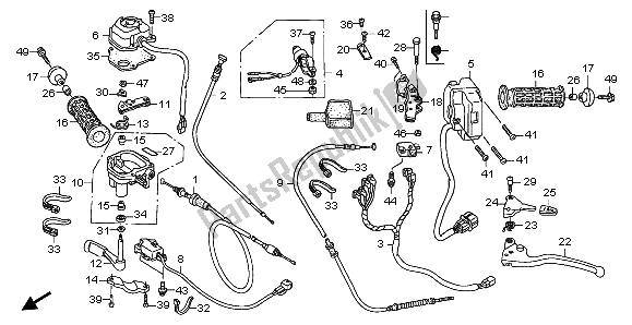 All parts for the Cable & Switch of the Honda TRX 400 FA Fourtrax Rancher AT 2004