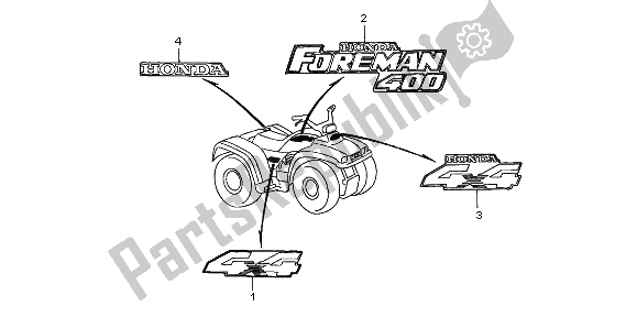 Wszystkie części do Znak Honda TRX 400 FW Fourtrax Foreman 2002