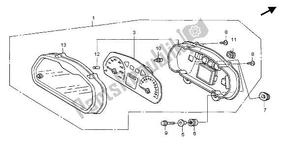 All parts for the Meter (mph) of the Honda XL 125V 2003