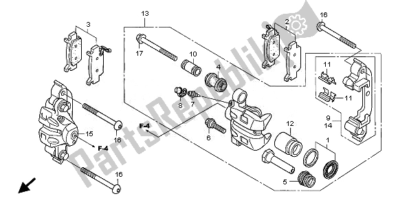 All parts for the Front Brake Caliper of the Honda TRX 680 FA Fourtrax Rincon 2008