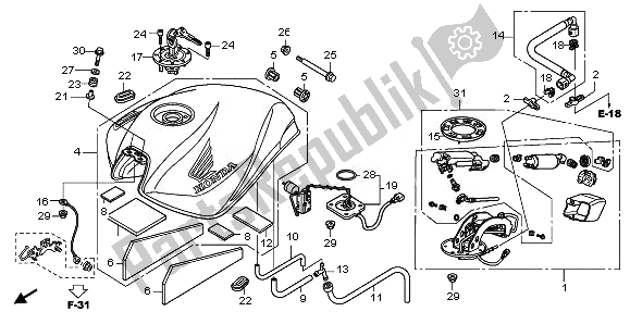 All parts for the Fuel Tank of the Honda CB 600 FA Hornet 2011